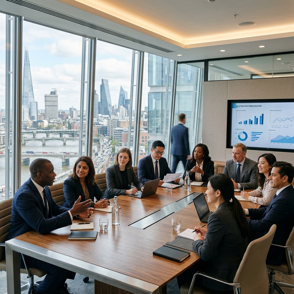 Corporate executives in boardroom